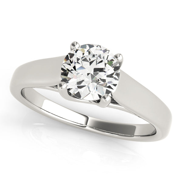 Front view of a 1.50 carat VS-F lab grown diamond solitaire ring in 14K white gold with a secure 4-prong setting.
