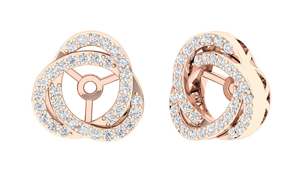 I1/SI1/VS1/VVS1 0.60Ct Round Prong Set Diamond Designer Jacket Earring 14K Gold 12.70 mm