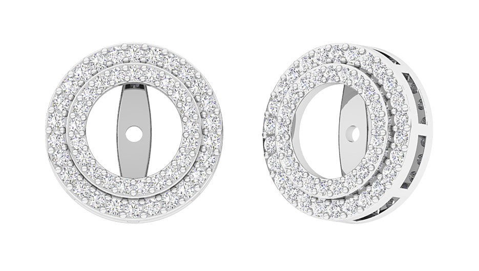 The Luna Double Halo Jacket Earring Round Diamond 14K Gold