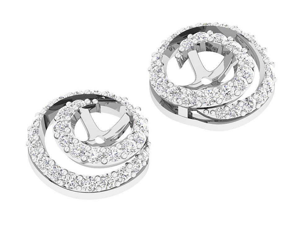 I1/SI1/VS1/VVS1 0.60Ct Round Diamond Designer Jacket Earring 14K Solid Rose Gold 9.90mm