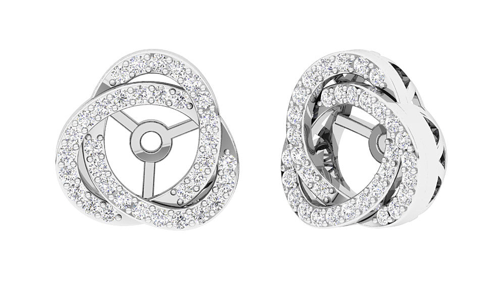 I1/SI1/VS1/VVS1 0.60Ct Round Prong Set Diamond Designer Jacket Earring 14K Gold 12.70 mm