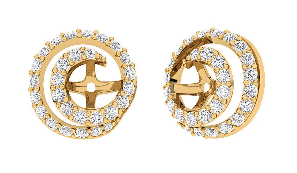 I1/SI1/VS1/VVS1 0.60Ct Round Diamond Designer Jacket Earring 14K Solid Rose Gold 9.90mm