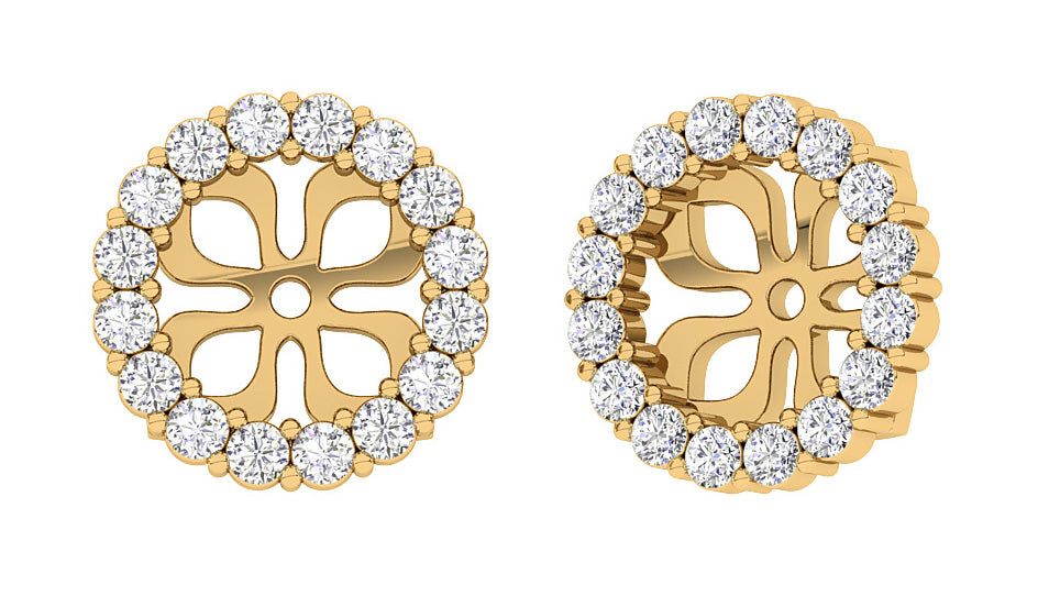 I1/SI1/VS1/VVS1 0.55Ct Natural Diamond Designer Jacket Earring 14K Gold 9.70 mm