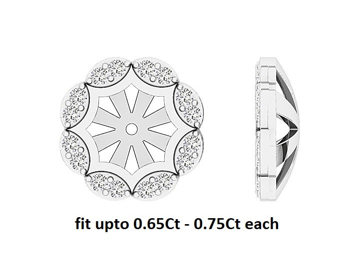 I1/SI1/VS1/VVS1 0.60Ct Genuine Diamond Designer Jacket Earring 14K Solid Gold 12.40 mm