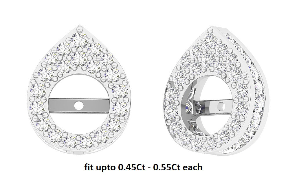 I1/SI1/VS1/VVS1 0.70Ct Natural Diamond Drop Jacket Earring 14K White Gold 7.80 mm