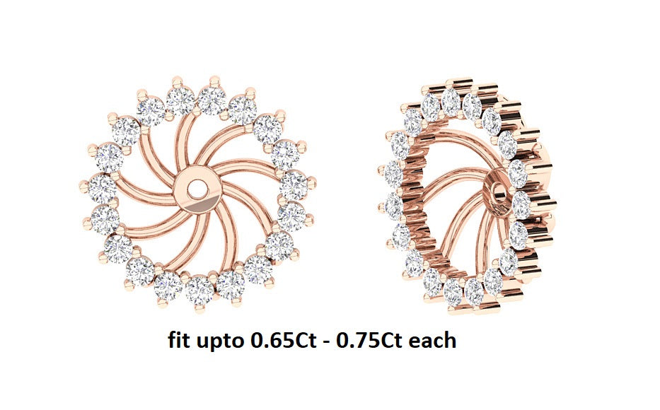 The Olivia Removable Jacket Earring For Solitaire Stud Natural Diamond 14K Gold