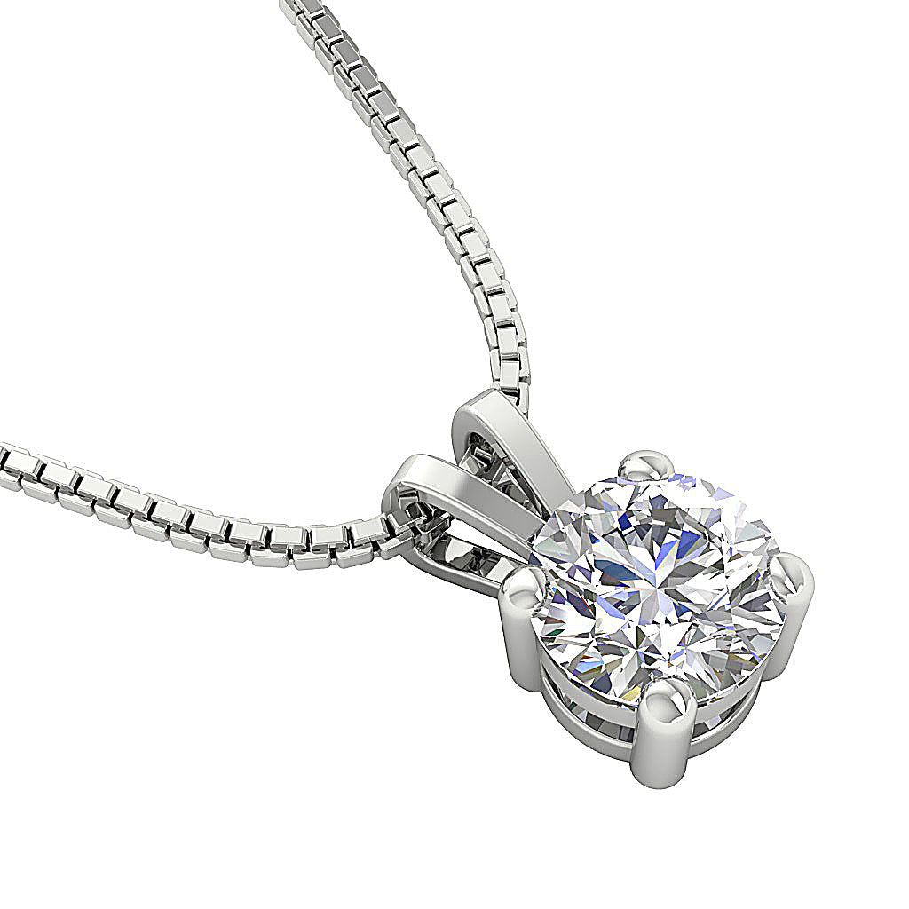 Handcrafted Lab Diamond Pendant - 14k Solid White Yellow & Rose Gold