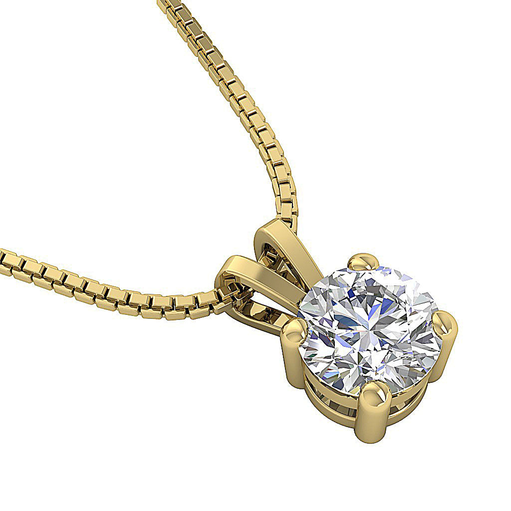Dainty Round Lab Diamond Pendant - VS F Yellow Gold