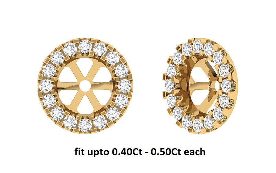 I1/SI1/VS1/VVS1 0.30Ct Round Diamond Jacket Earring 14K White Yellow Rose Gold 7.00 mm