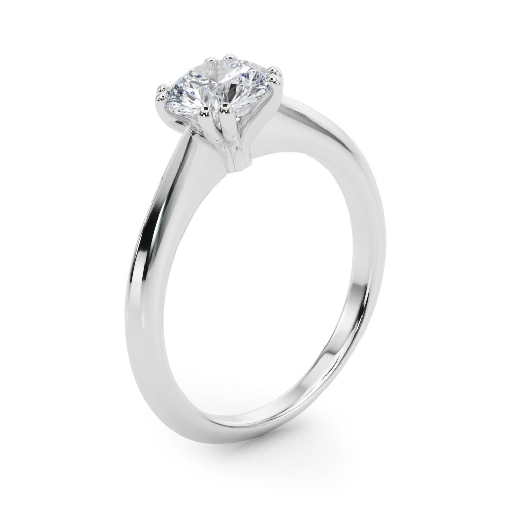 Side profile of the white gold ring showing the elegant double prong structure.