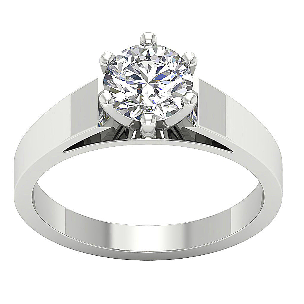 14K white gold statement ring with a large round brilliant diamond.