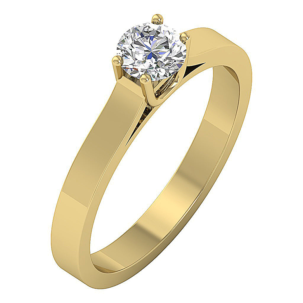 Round brilliant lab-grown diamond in 14K yellow gold band