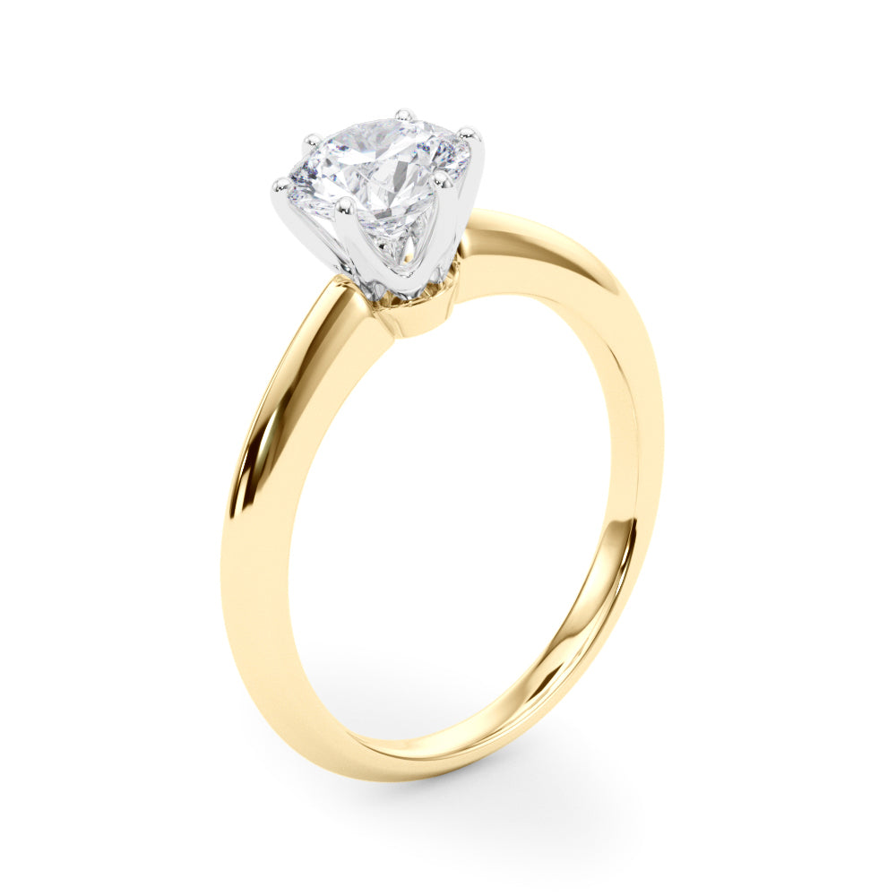 14K Yellow Gold 6-prong lab grown diamond engagement ring.