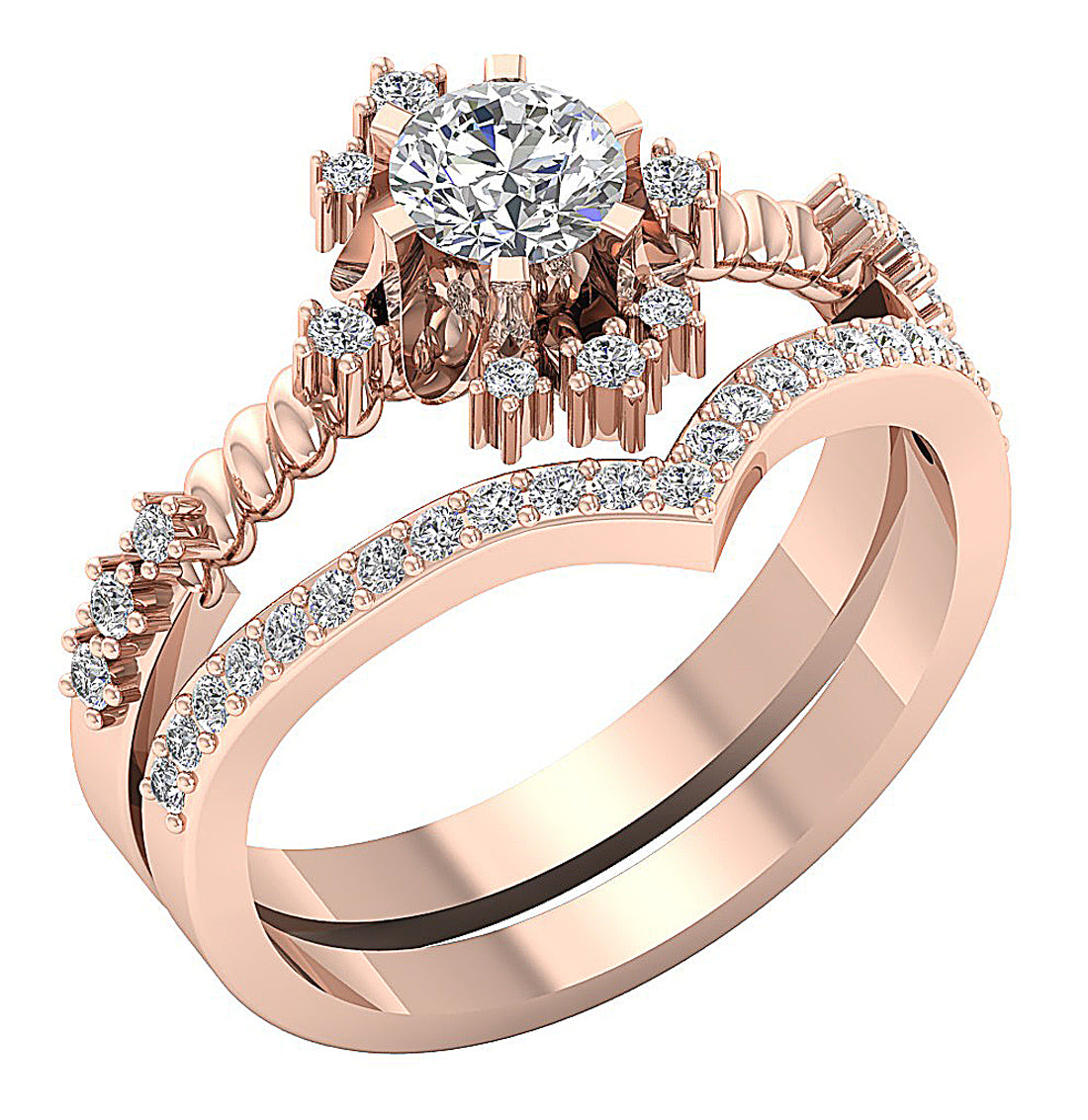 14kSolidGoldBridalEngagementRingSet