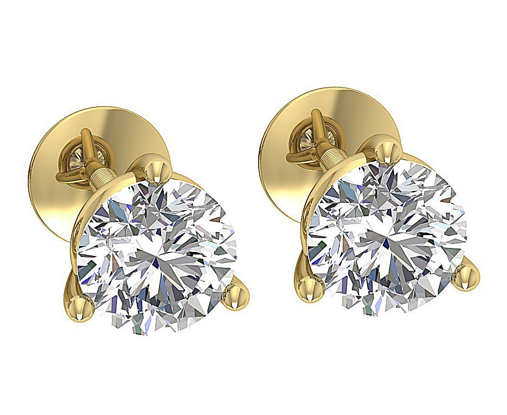 VS F 1.50-2.50 Ct Solitaire Lab Grown Diamond Studs Earrings 14k White Gold Prong Set