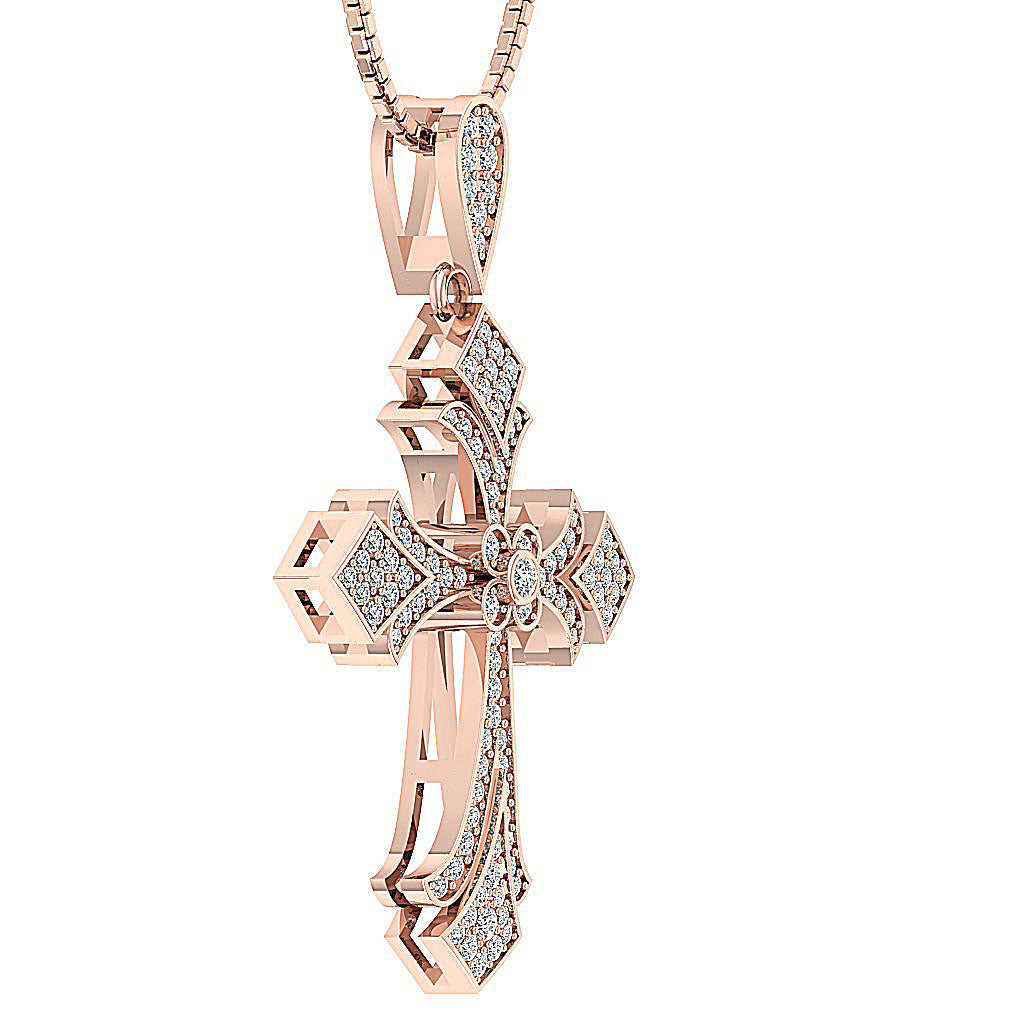 14kRoseGoldCrossPendantBezelSet