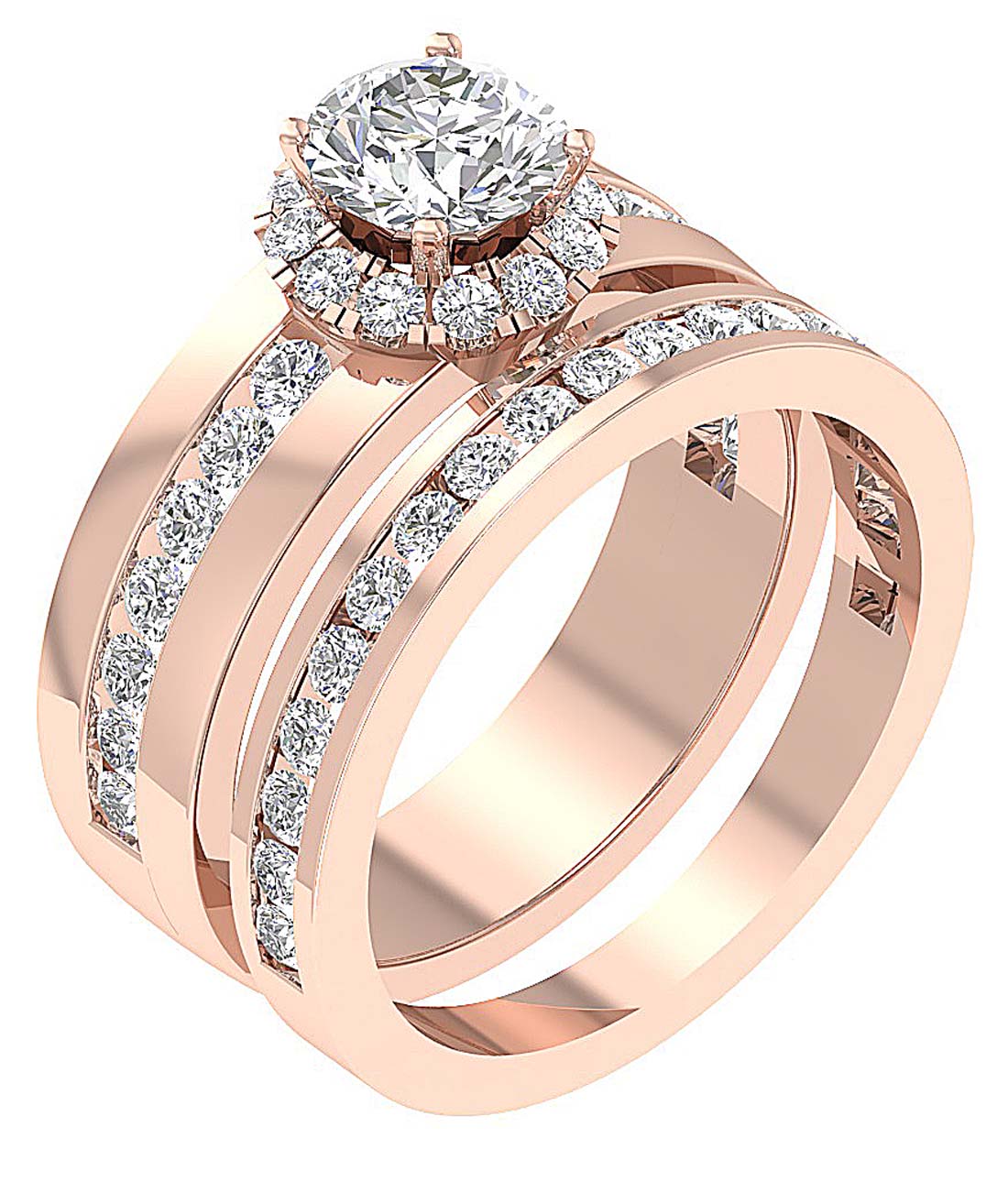 14kRoseGoldEngagementBridalRingProngSet