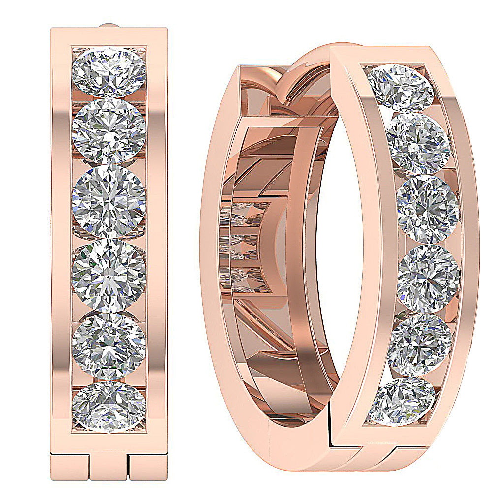 14kRoseGoldGenuineCutDiamondHoopsEarring