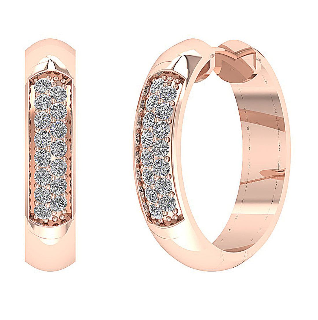 14kRoseGoldGenuineDiamondHoopsEarring