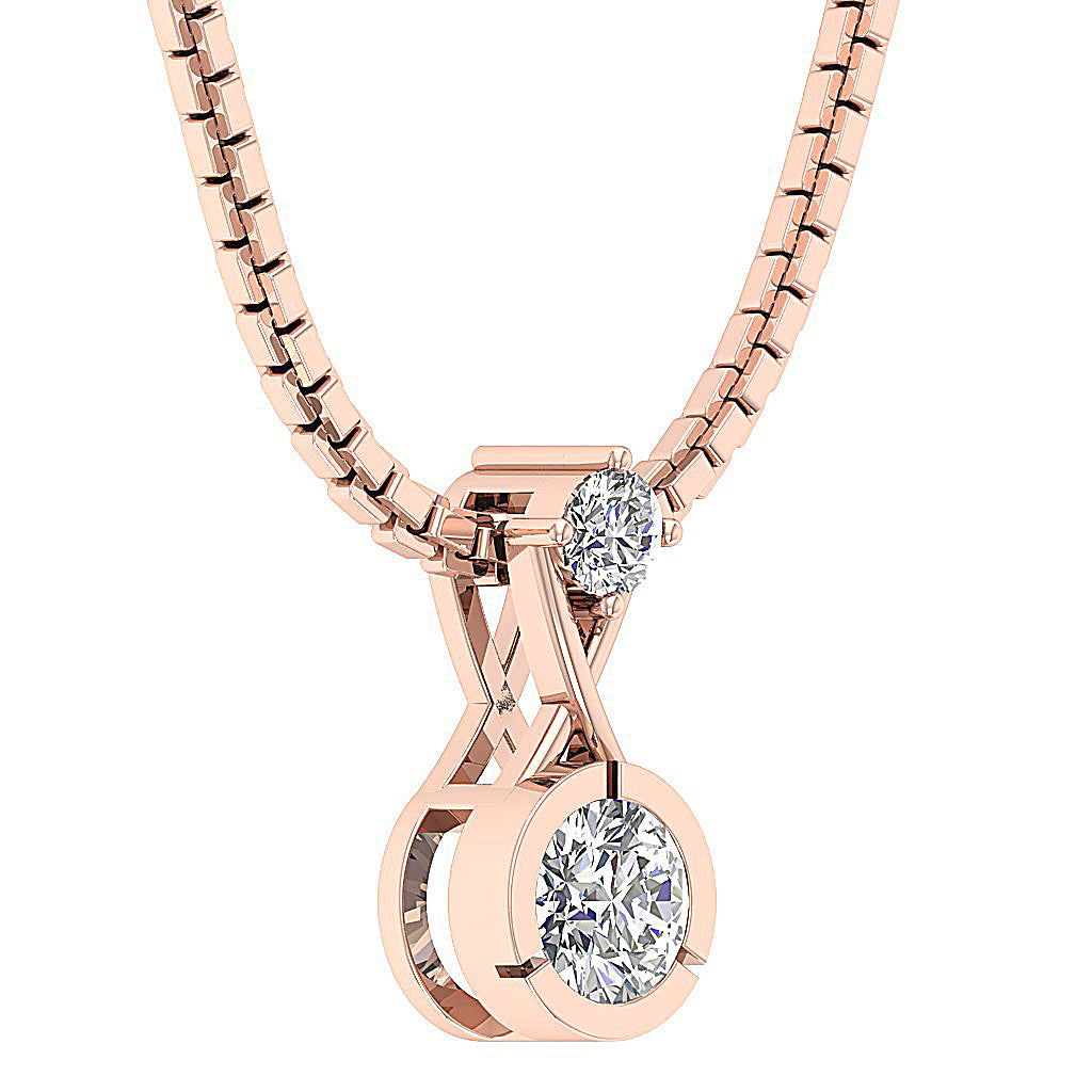 14kRoseGoldNaturalCutDiamondPendantsProngSet