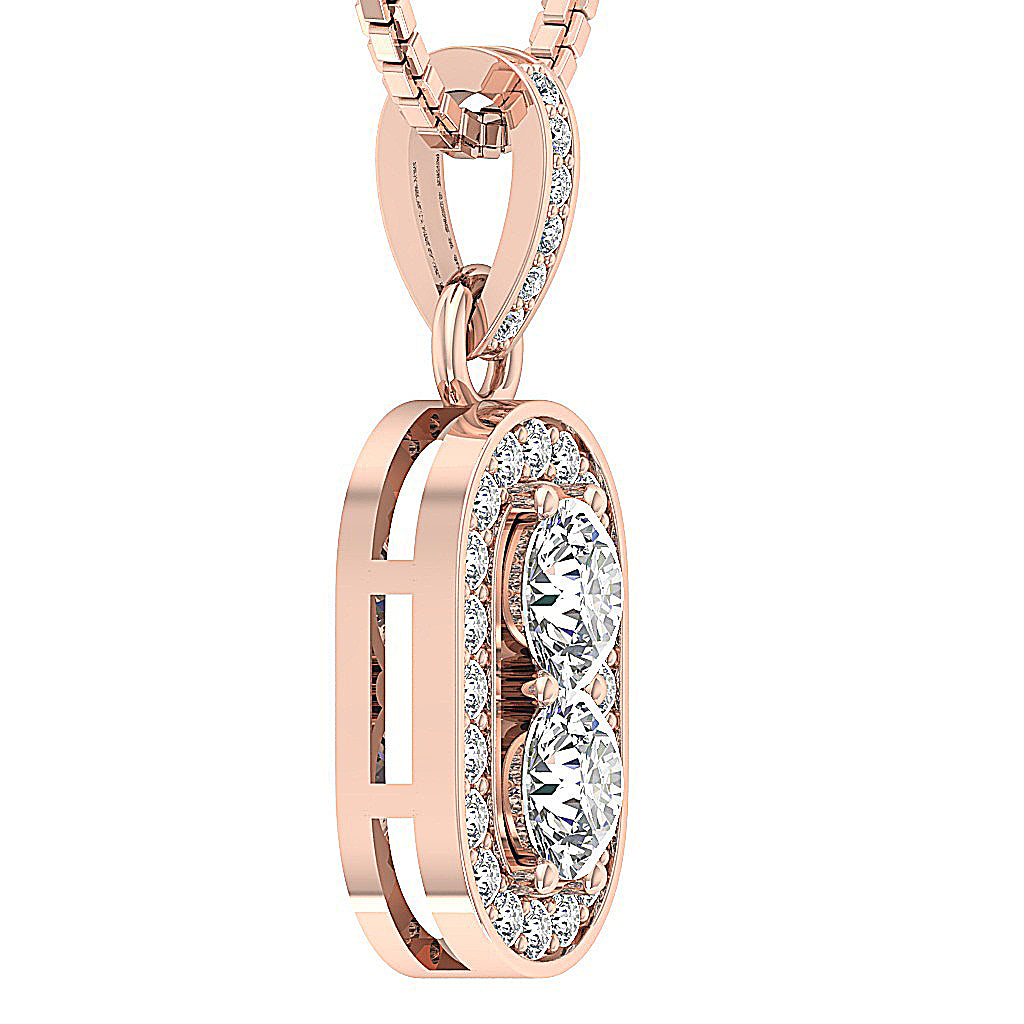 14kRoseGoldGenuineCutDiamondPendant