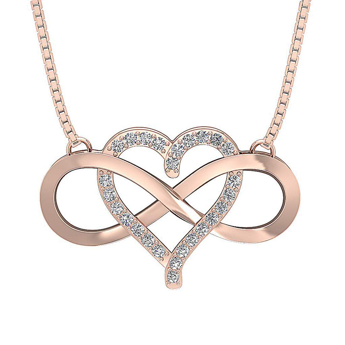 14kRoseGoldNaturalDiamondHeartPendant