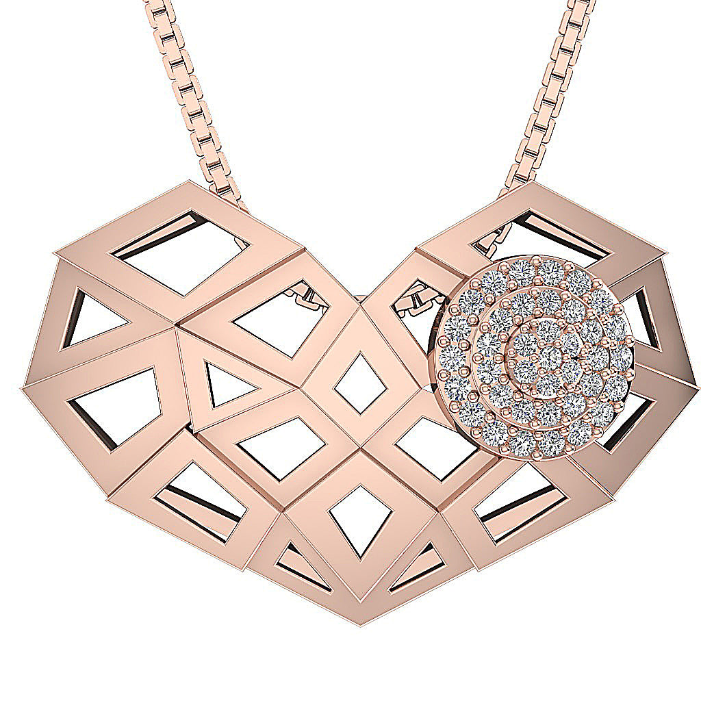 14kRoseGoldNaturalDiamondHeartPendants