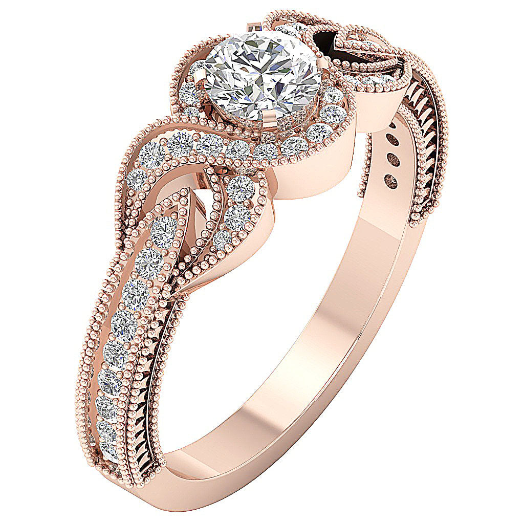 14kRoseGoldRoundDiamondEngagementRing