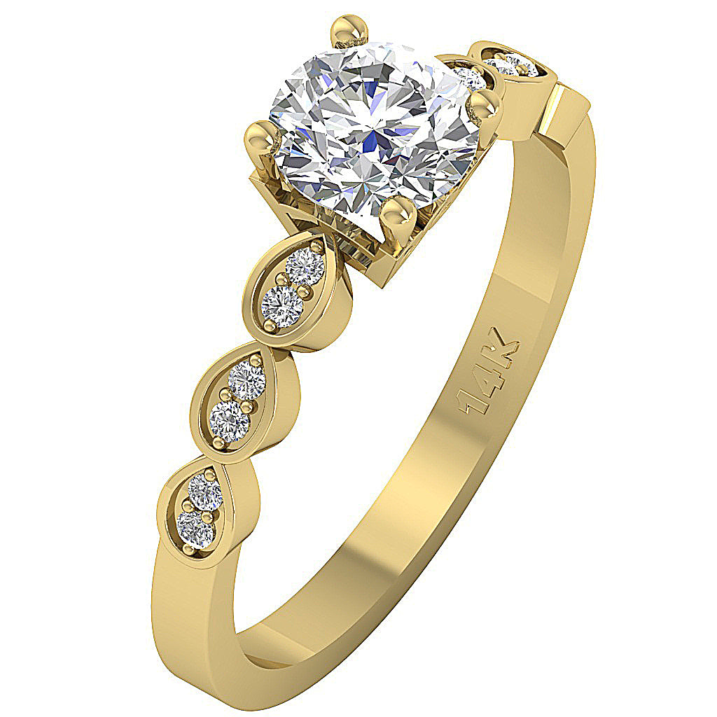 14kYellowGoldNaturalDiamondSolitaireRingSet