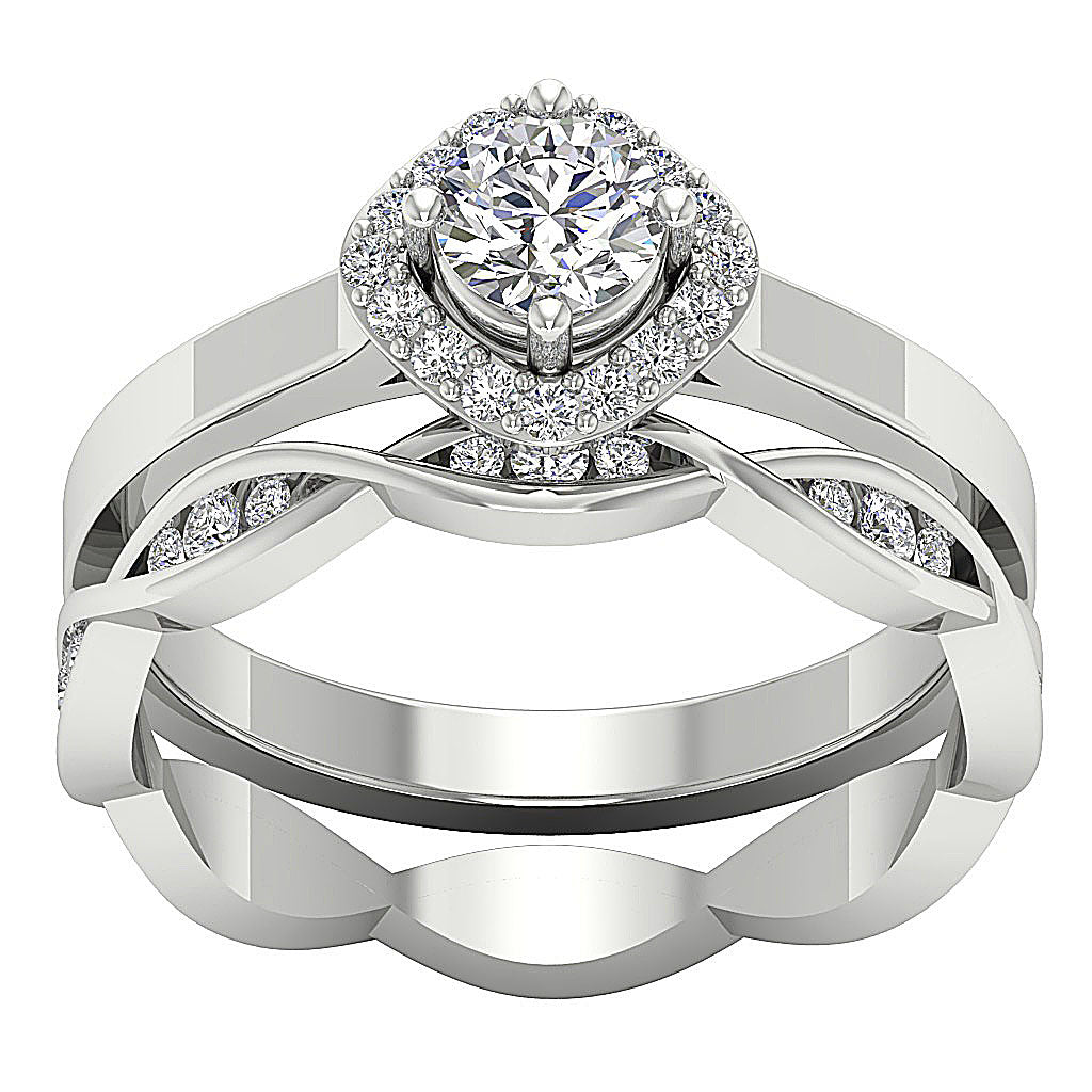 14kWhiteGoldDesignerBridalEngagementRingSet