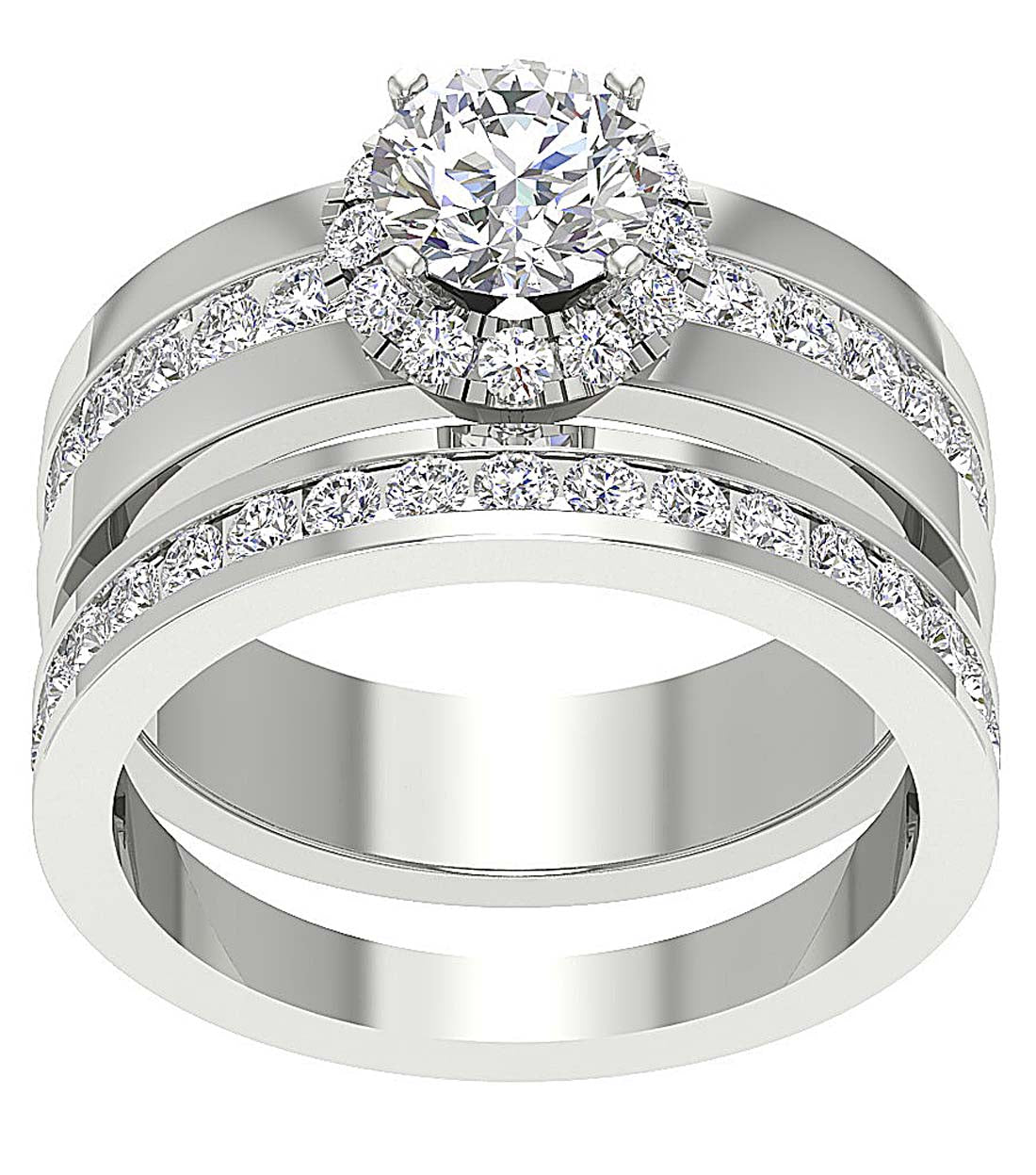 14kWhiteGoldDesignerBridalAnniversaryRingSet