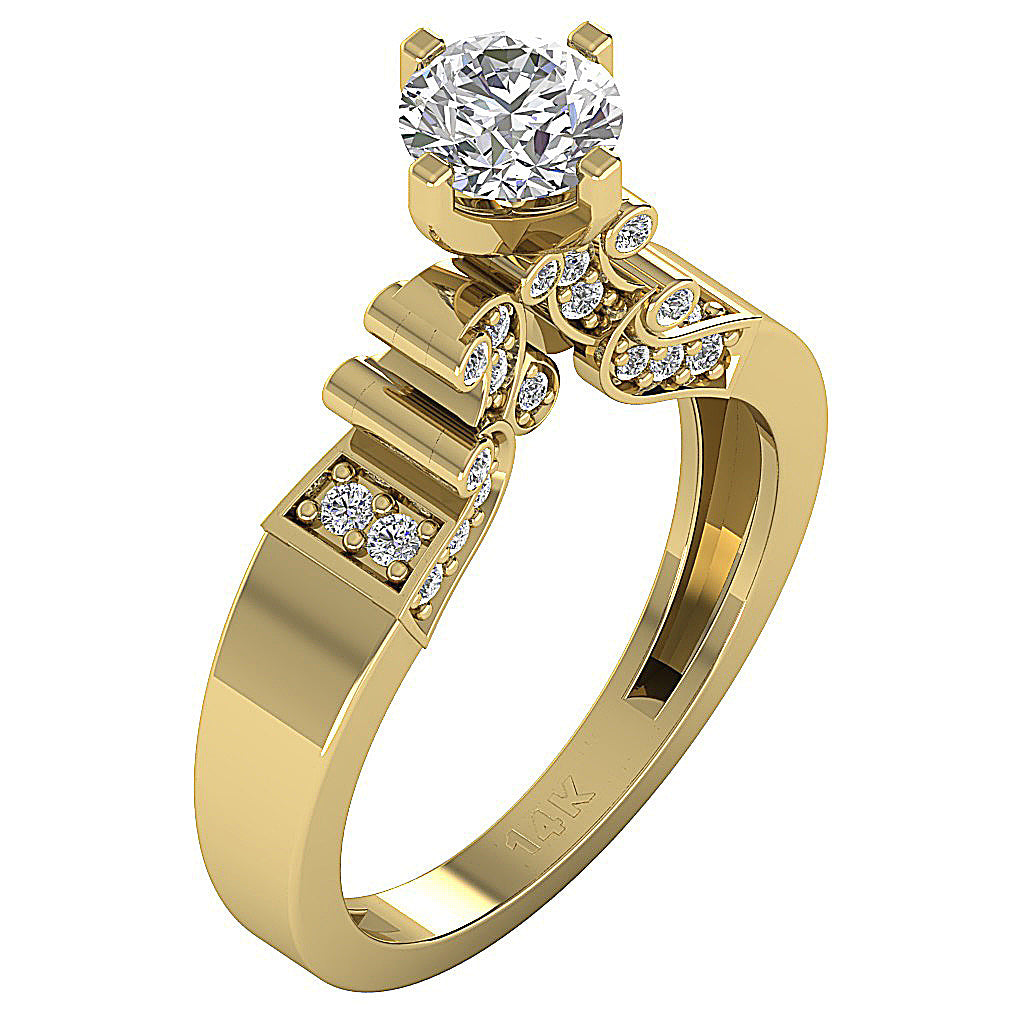 14kYellowGoldDesignerSolitaireRingProngSet