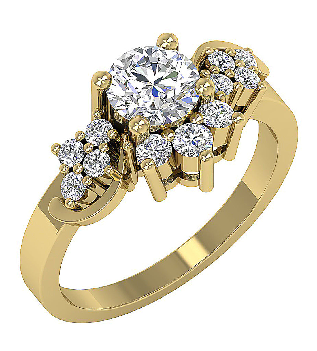 SideView14kYellowGoldDesignerSolitaireRing