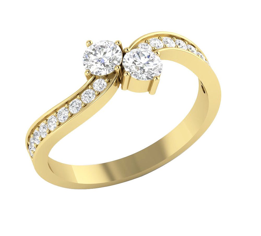 14kYellowGoldDesignerTwoStoneEngagementRing