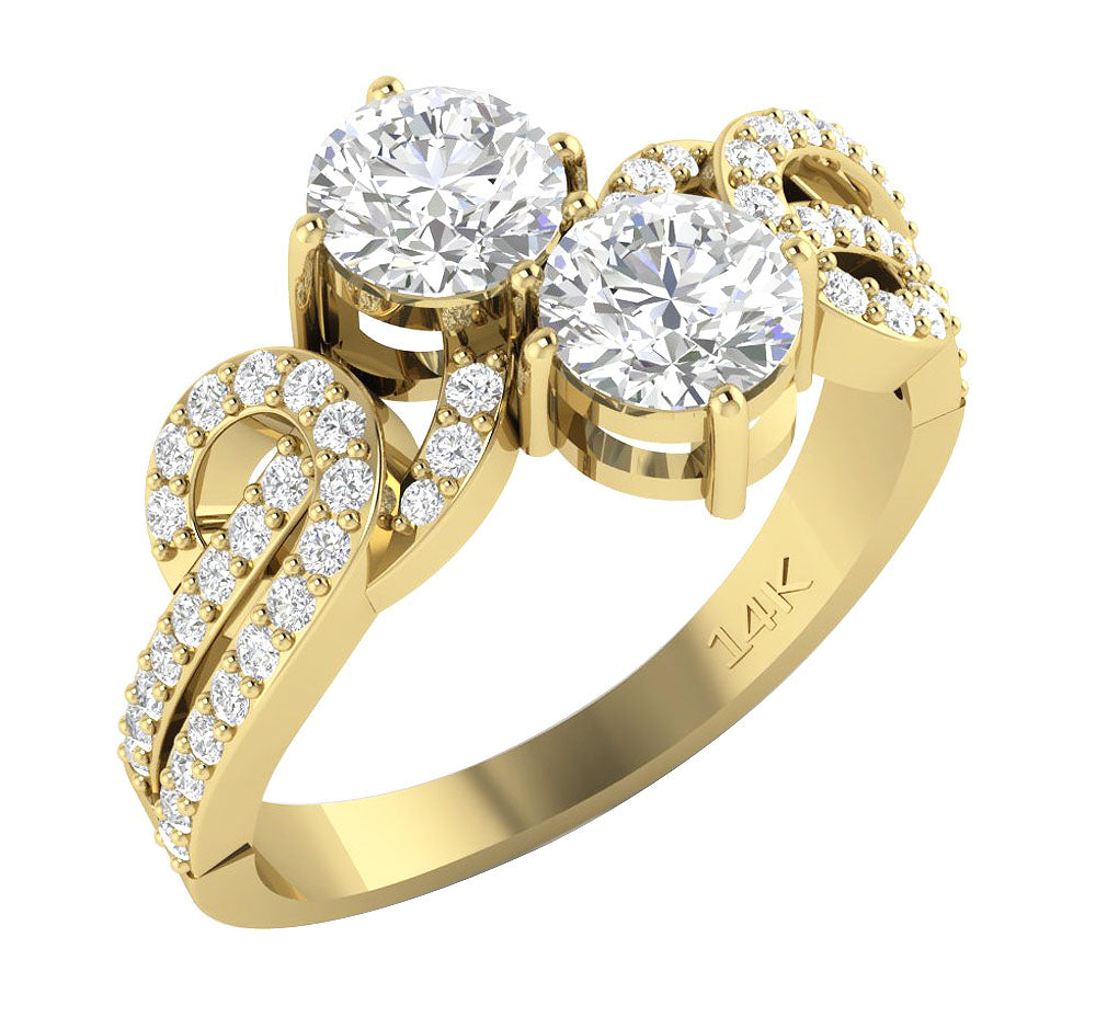 14kYellowGoldDesignerTwoStoneEngagementRing
