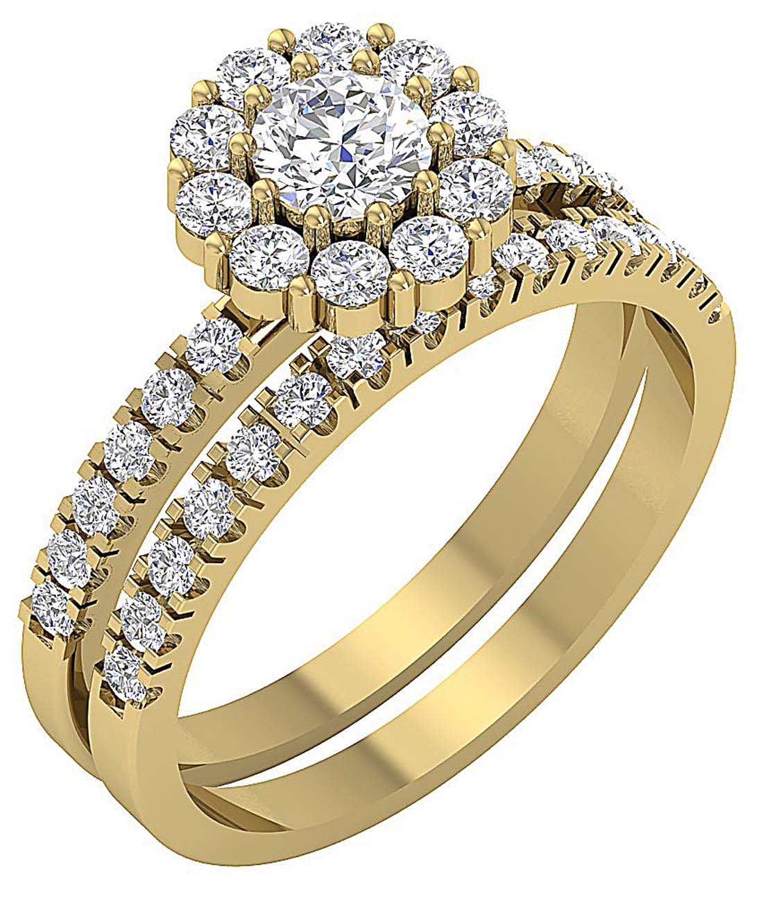 14kGoldGenuineDiamondBridalRingSet
