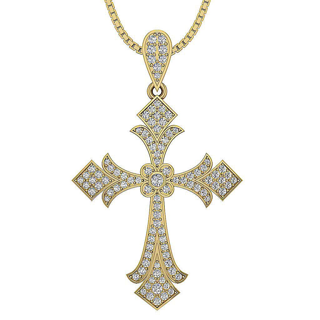 14kYellowGoldRoundDiamondCrossPendants