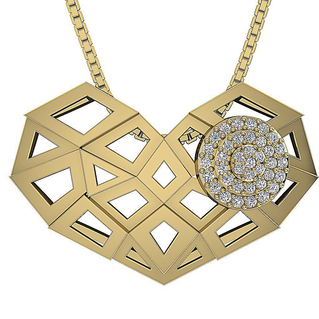 14kYellowGoldRoundDiamondHeartPendants