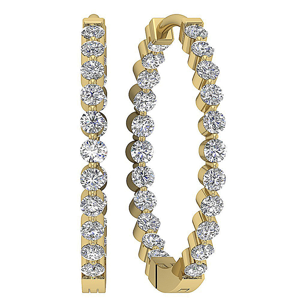 14k Gold Genuine Diamond Hoops Earring