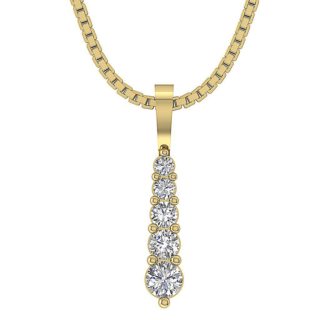 14kYellowGoldGenuineCutDiamondJourneyPendants