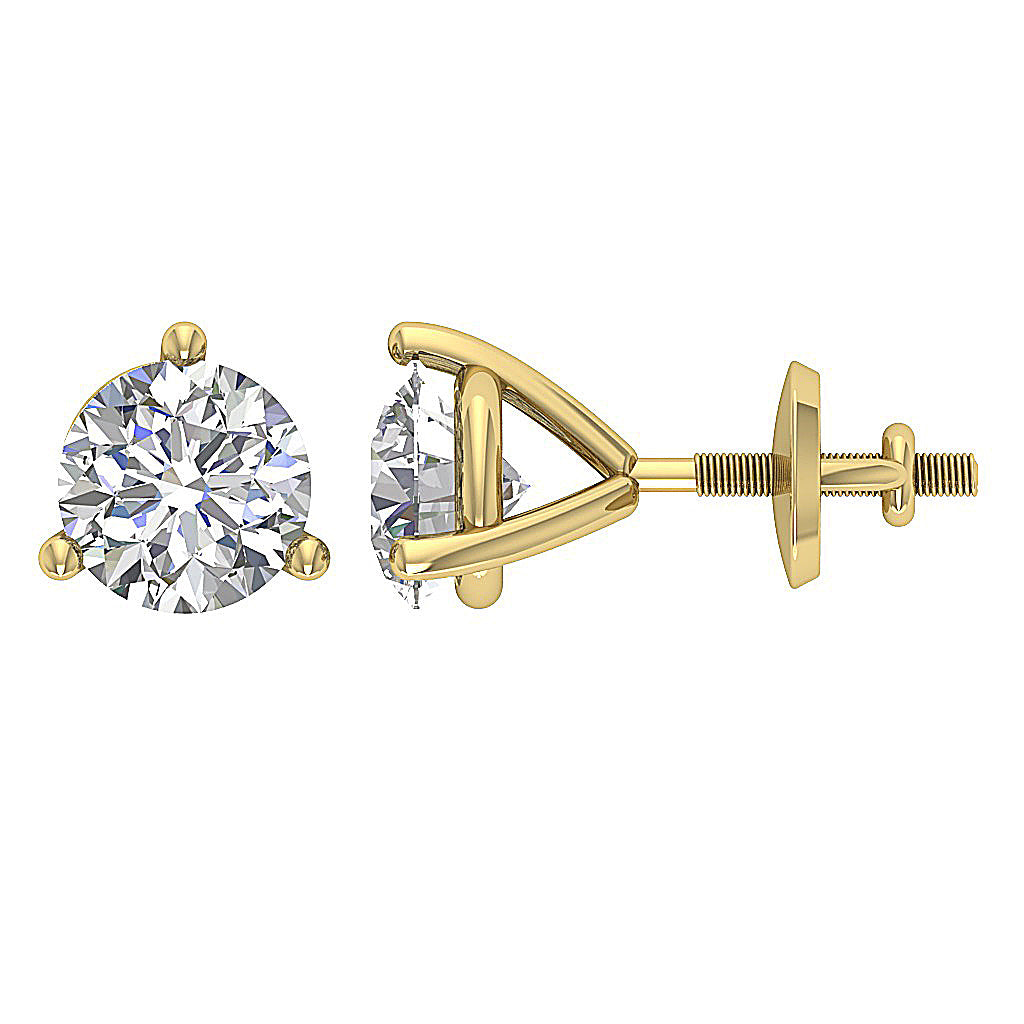 Infinite Lab Grown Diamond Solitaire Studs Earrings Screw Back 14k Solid Gold