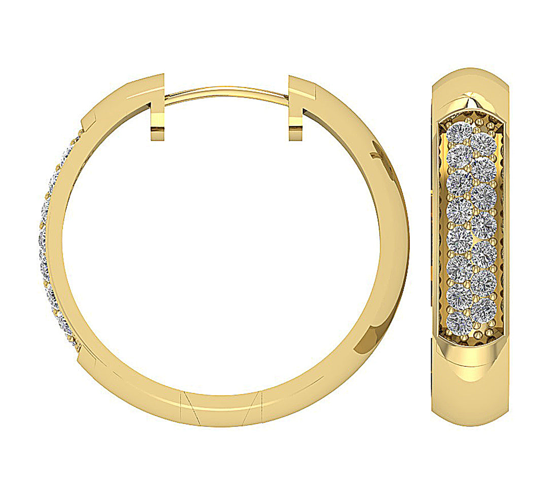 14kYellowGoldNaturalCutDiamondHoopsEarringProngSet