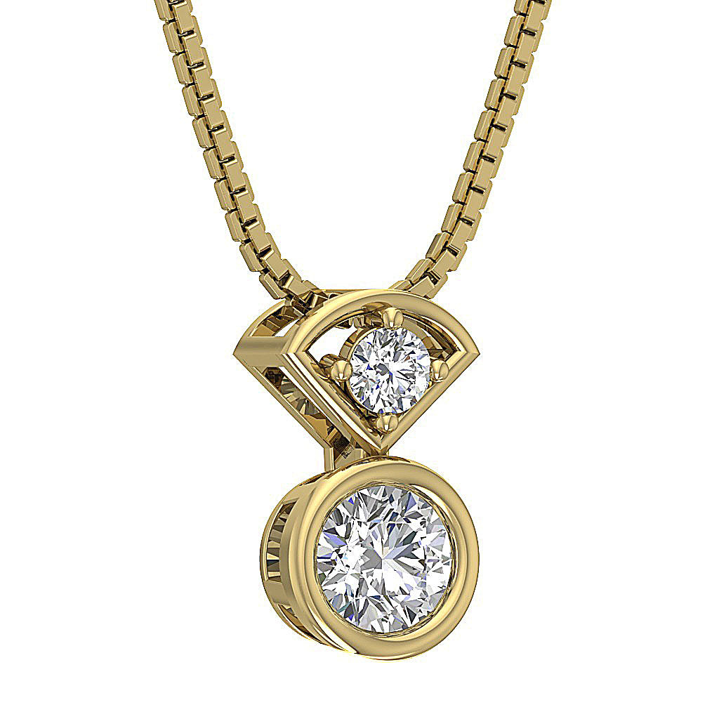 SideView14kYellowGoldNaturalCutDiamondPendants