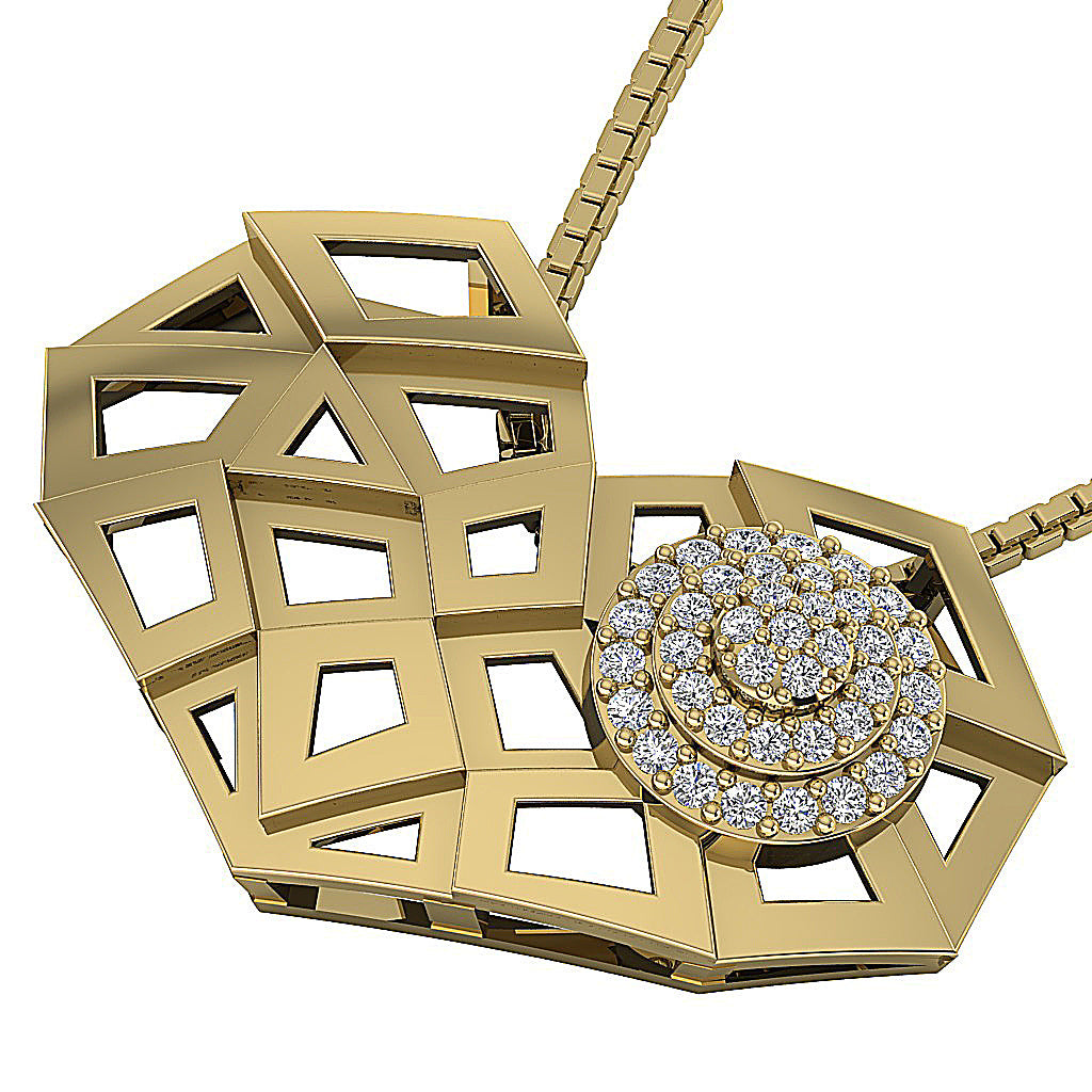 14kYellowGoldNaturalCutDiamondHeartPendants