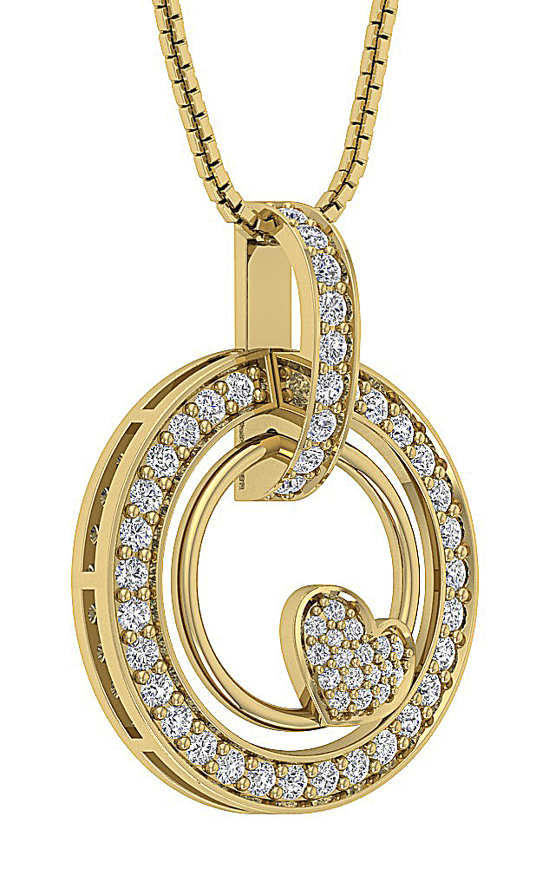 SideView14kYellowGoldRoundCutDiamondsPendants