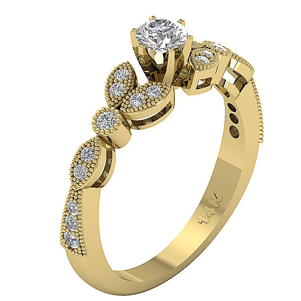 14kYellowGoldGenuineDiamondRing