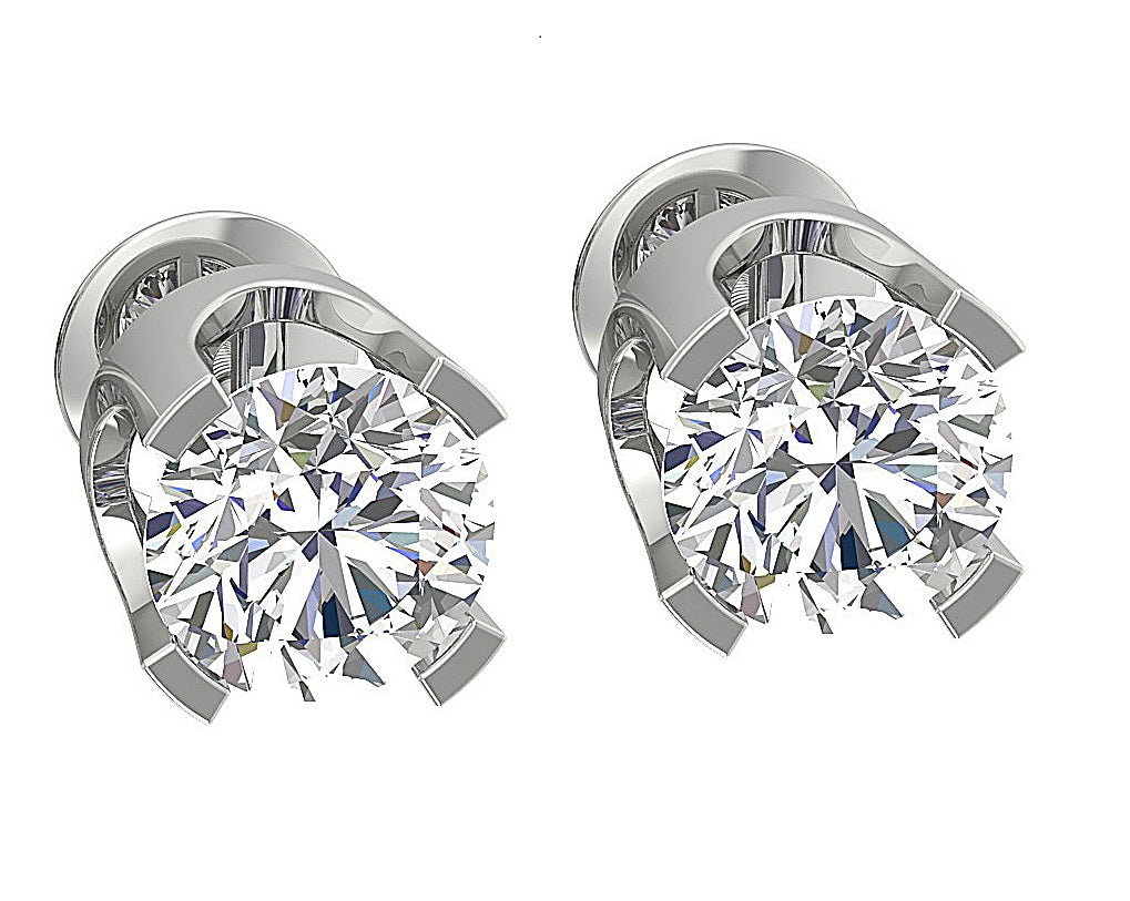 14K White Gold For Women Lab Grown Diamond Solitaire Stud Earrings Prong Set