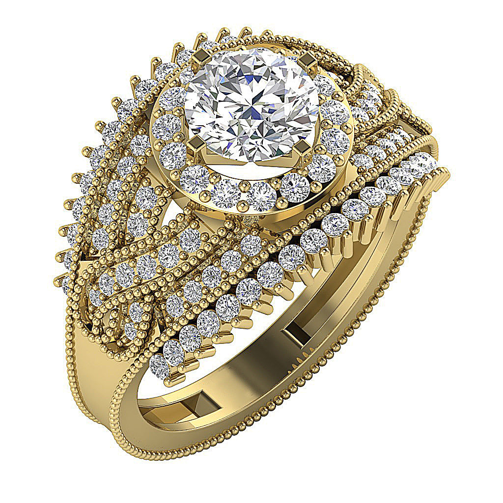 SideView14kYellowGoldDesignerSolitaireRing