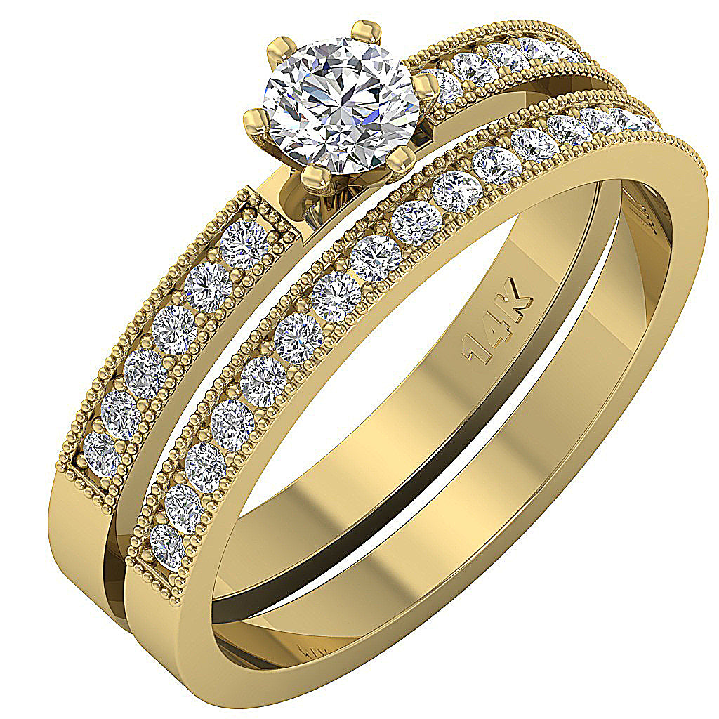 The Adam Beautiful Genuine Diamond Bridal Engagement Ring Set 14k White Yellow Rose Gold