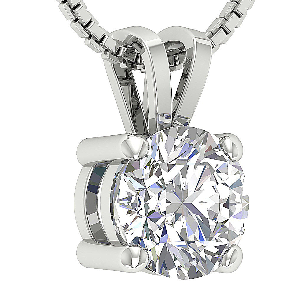 Elegant 4-Prong White Gold Diamond Pendant Side Profile for 3.00-4.00 CT Style.